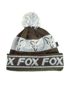 Fox Lined Bobble Hat Green Silver